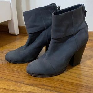 rag & bone New York women 37.5 gray bootie boots ankle 3.5” heel leather NEWBURY